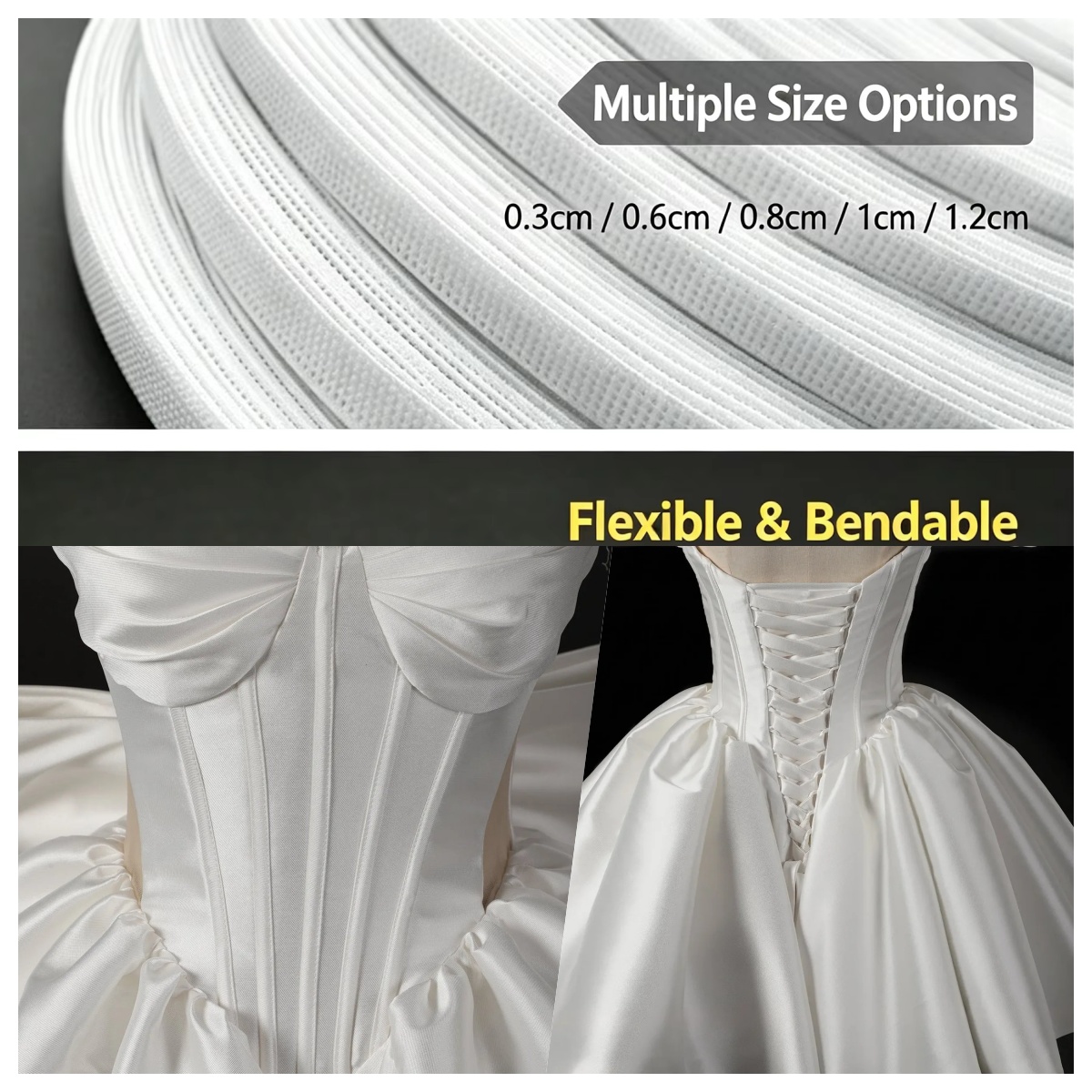 Wedding Dress - 50～200ヤードロール ポリエステル製 フィッシュボーン コルセット ブラジャー DIY