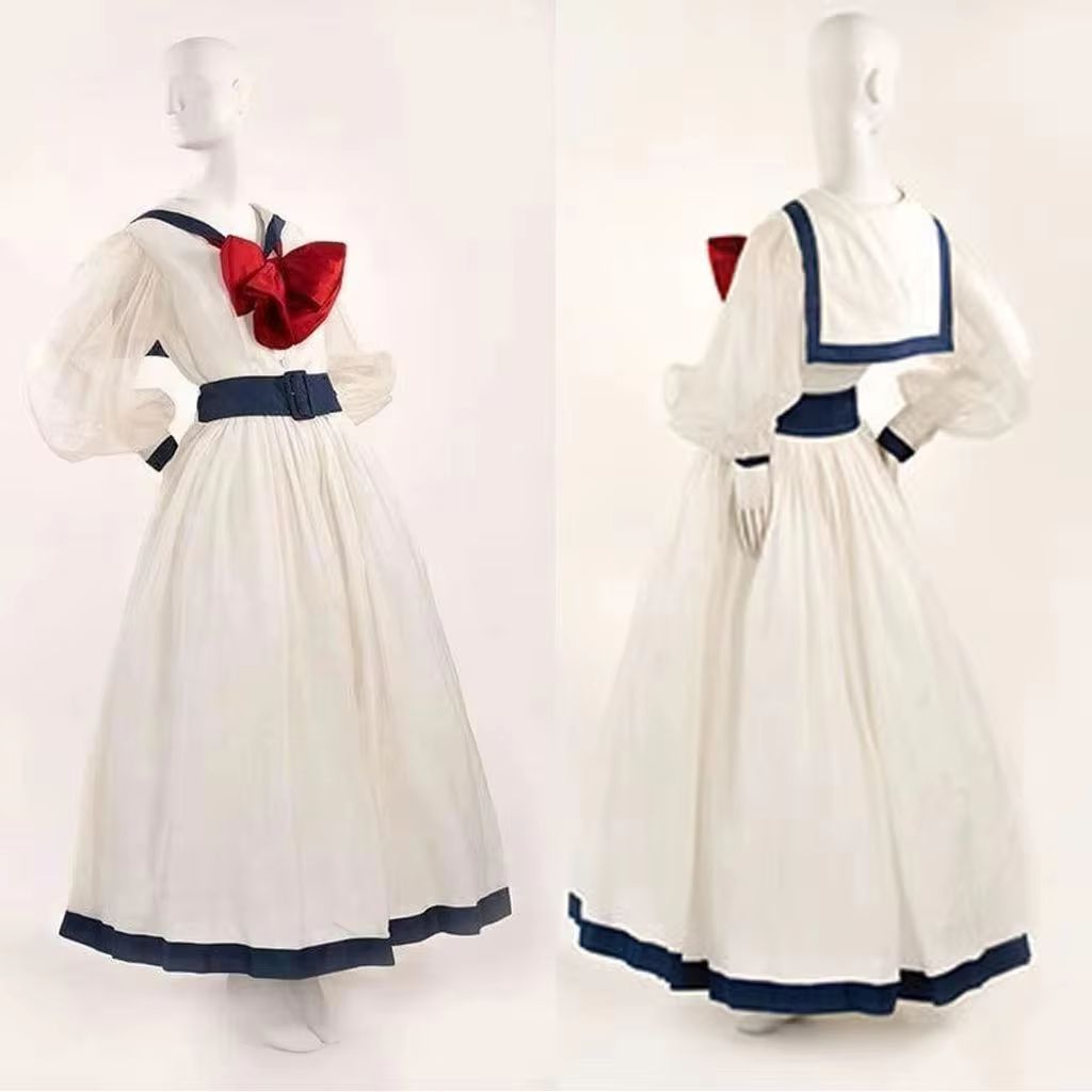 Evening Gown - 1900年代のビクトリア朝風コスチュームボールガウン、レトロな白いセーラードレス、女性用レトロなイブニングドレス、カスタムメイド