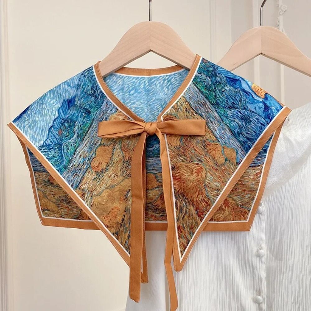 Silk Blouse - 女性の花柄の偽の襟,取り外し可能なヴィンテージシャツ,ショルダーラップ,ネックレス,Shawl,false,ファッショナブル
