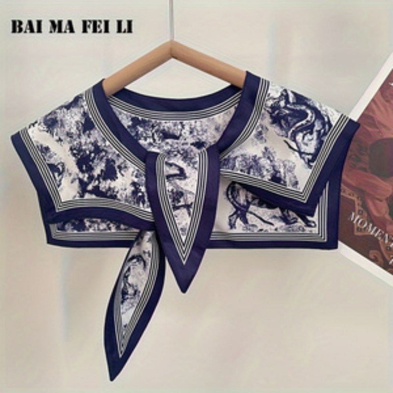 Silk Blouse - 女性用多機能シルクスカーフ 春夏秋 ファッションシャツ襟飾り 肩パッド ネックプロテクター 小さなショール