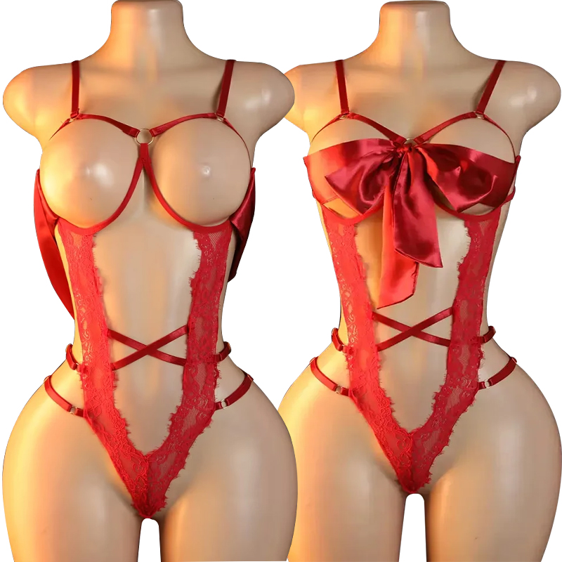 Lace Dress - セクシーで挑発的な女性用ランジェリー。オープンブラ、股なし、セクシーな下着、ベビードールドレス、透け感のあるレースのボディスーツ、エキゾチックなコスチューム。