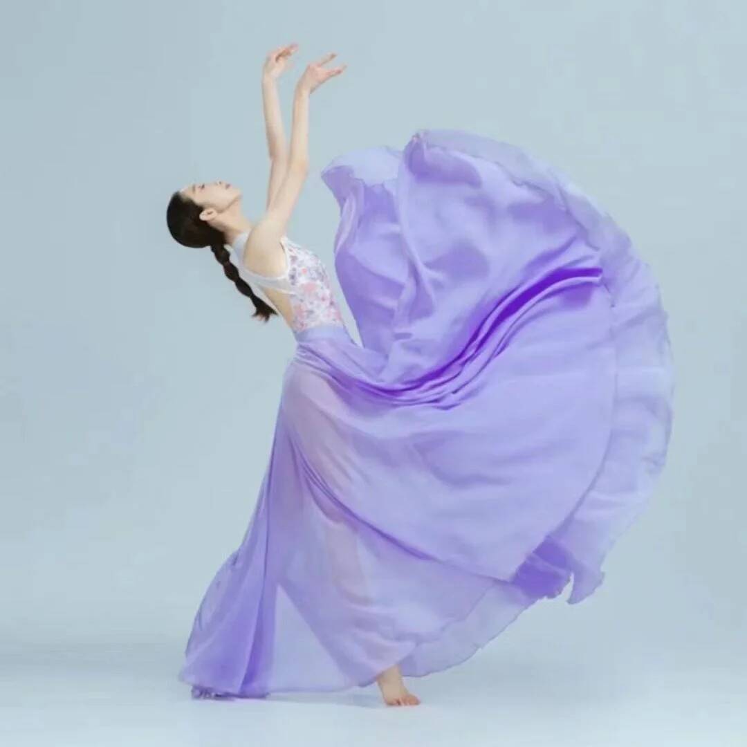 Formal Skirt - 女性と冬 2022 秋ベリーダンスシフォンパープルレースアップバレエクラシックダンスパフォーマンスエレガント練習用ロングスカート