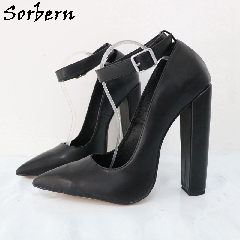 Pump Heel Block - ソベルナトゥポンプ女性用シューズ、バックルアンクルストラップ、ブロックハイヒールブラック、マット、ラージサイズ、EUR 47、カスタムカラー