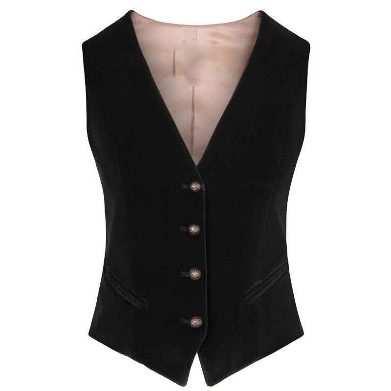 Womens Blazer - 女性のベルベットベスト V ネック 4 ボタン ビジネス