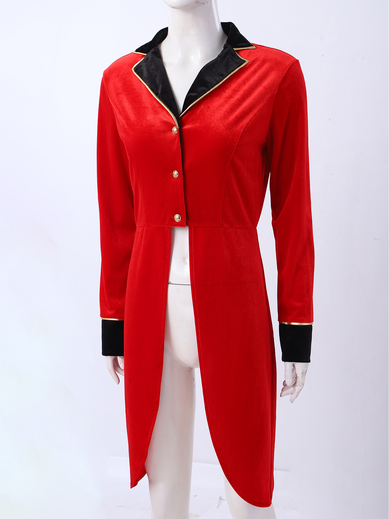 Womens Blazer - 女性用サーカス団長風ジャケット、テールコート、ショー用コスチューム、ハロウィーン、カーニバル、コスプレ、中世風、ロイヤルプリンセス風、ベルベット素材のブレザー、コート
