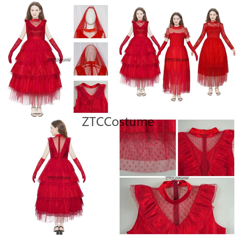Evening Gown - リディア・ディーツ コスプレ衣装 ゴシックレッド ウェディングドレス ベール ブライダルイブニングドレス