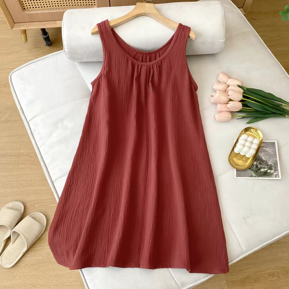 夏のカジュアルな女性用ノースリーブタンクトップドレス、100 - Midi Dress のレビューと価格