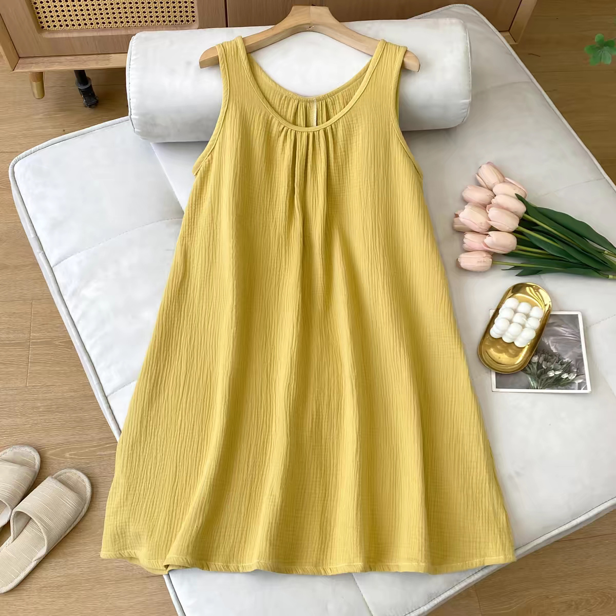夏のカジュアルな女性用ノースリーブタンクトップドレス、100 - Midi Dress のレビューと価格