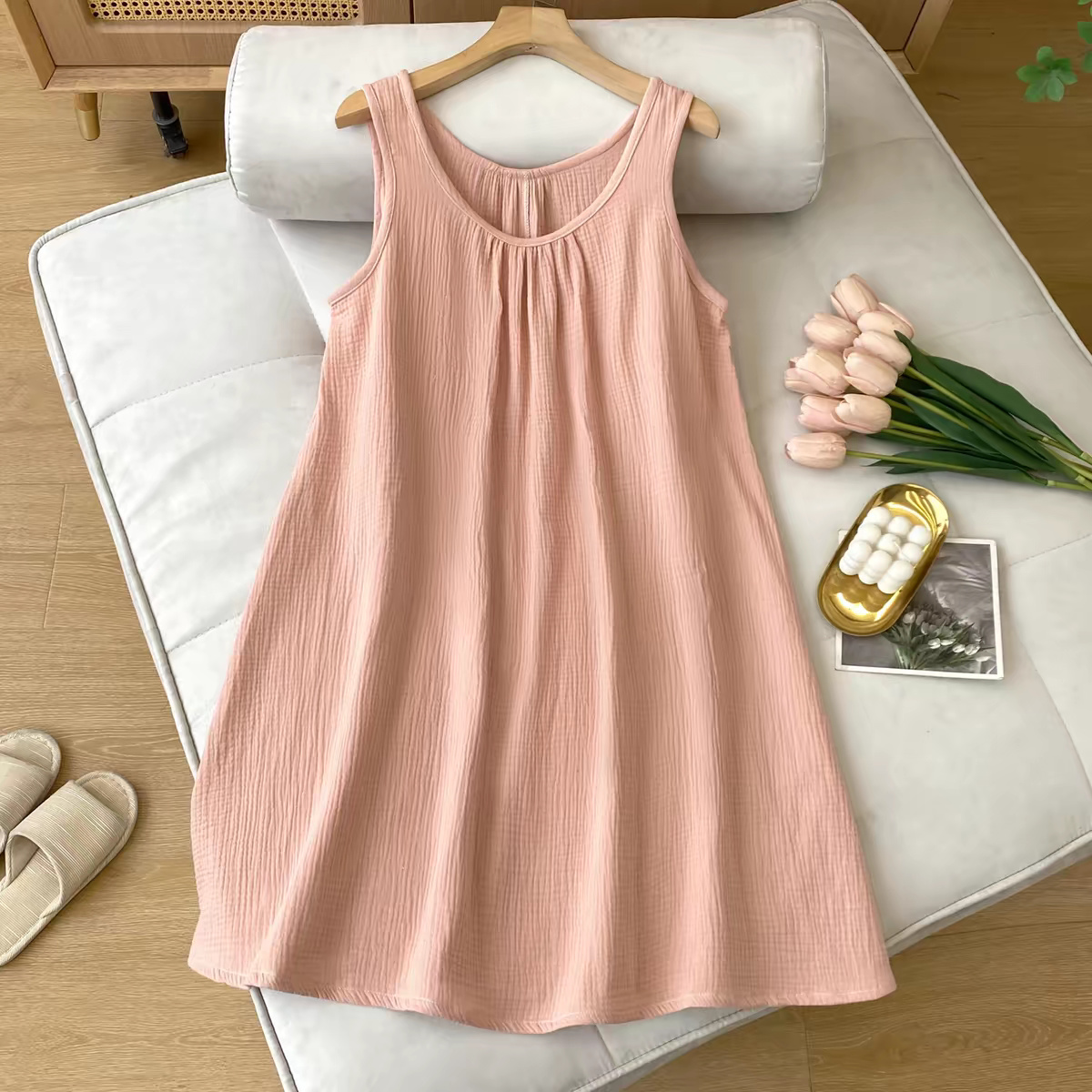 夏のカジュアルな女性用ノースリーブタンクトップドレス、100 - Midi Dress のレビューと価格