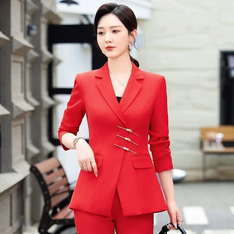 女性用2ピースフォーマルブレザー,ジャケットとパンツスーツ, - Women'S Red Formal Wear のレビューと価格