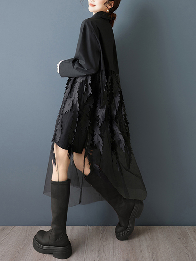 メッシュパッチワークレッドヴィンテージシャツワンピース レデ - Women'S Red Formal Wear のレビューと価格