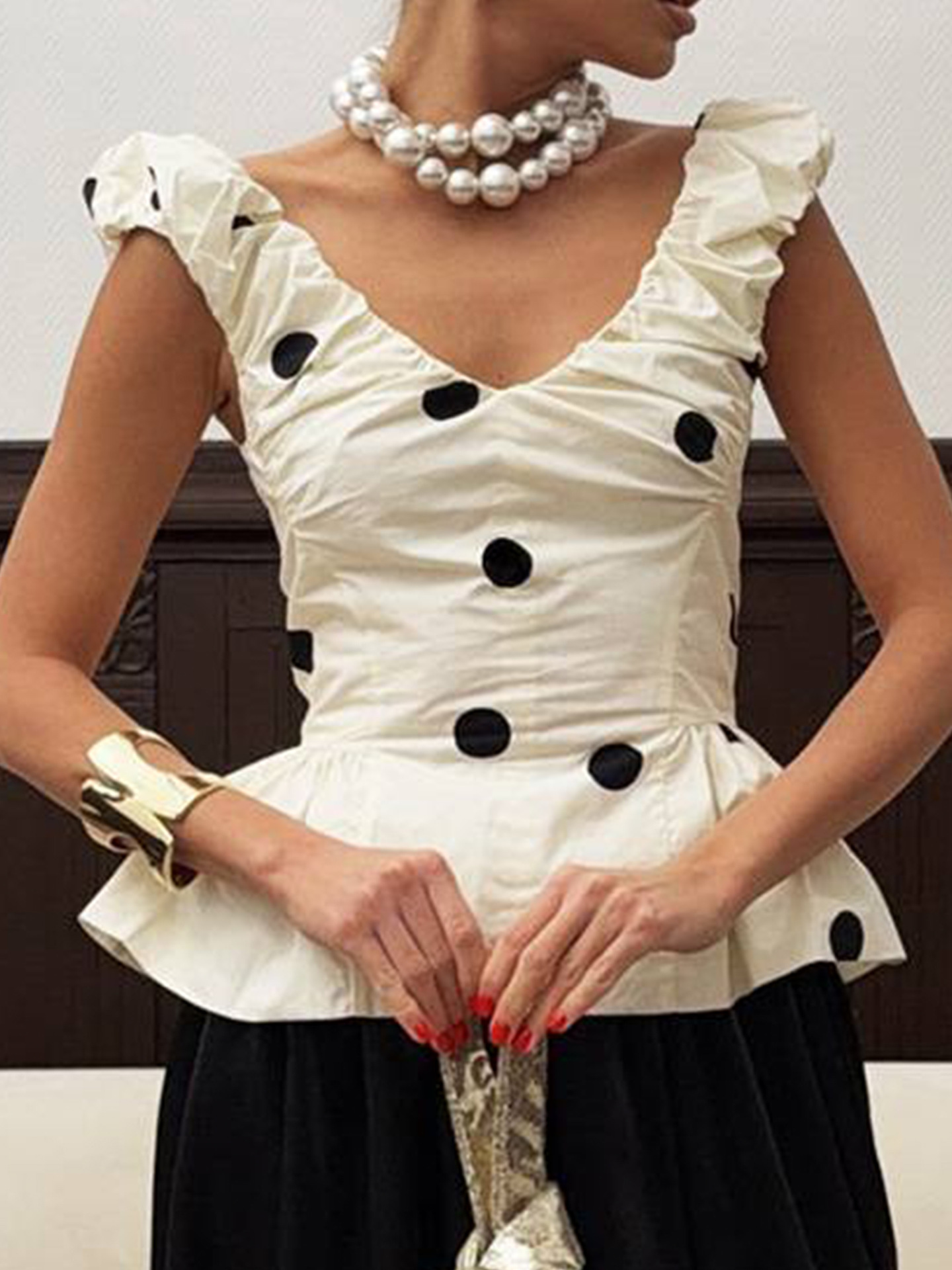 レディース2ピースポルカドットドレスセット フレンチヴィンテ - Midi Dress のレビューと価格
