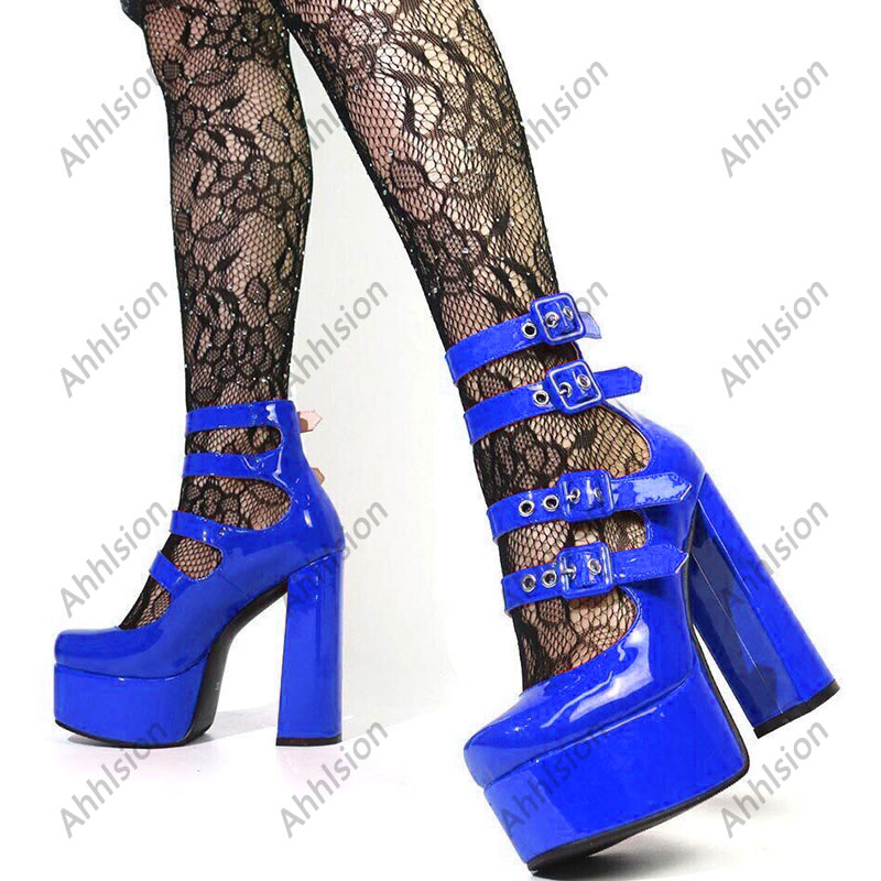 Ahhlsion 女性春ポンプパテントレザーバックルストラッ - Pump Heel Block のレビューと価格