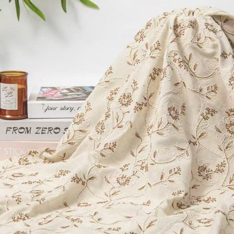 刺繍入りチュールレーストリム生地 リネンコットン ヴィンテー - Lace Dress のレビューと価格