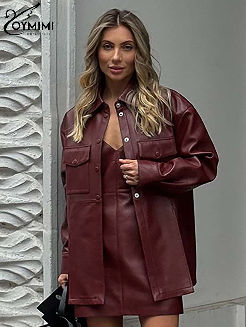 Oymimi ファッションワインレッド Pu レザー女性の  - Women'S Red Formal Wear のレビューと価格