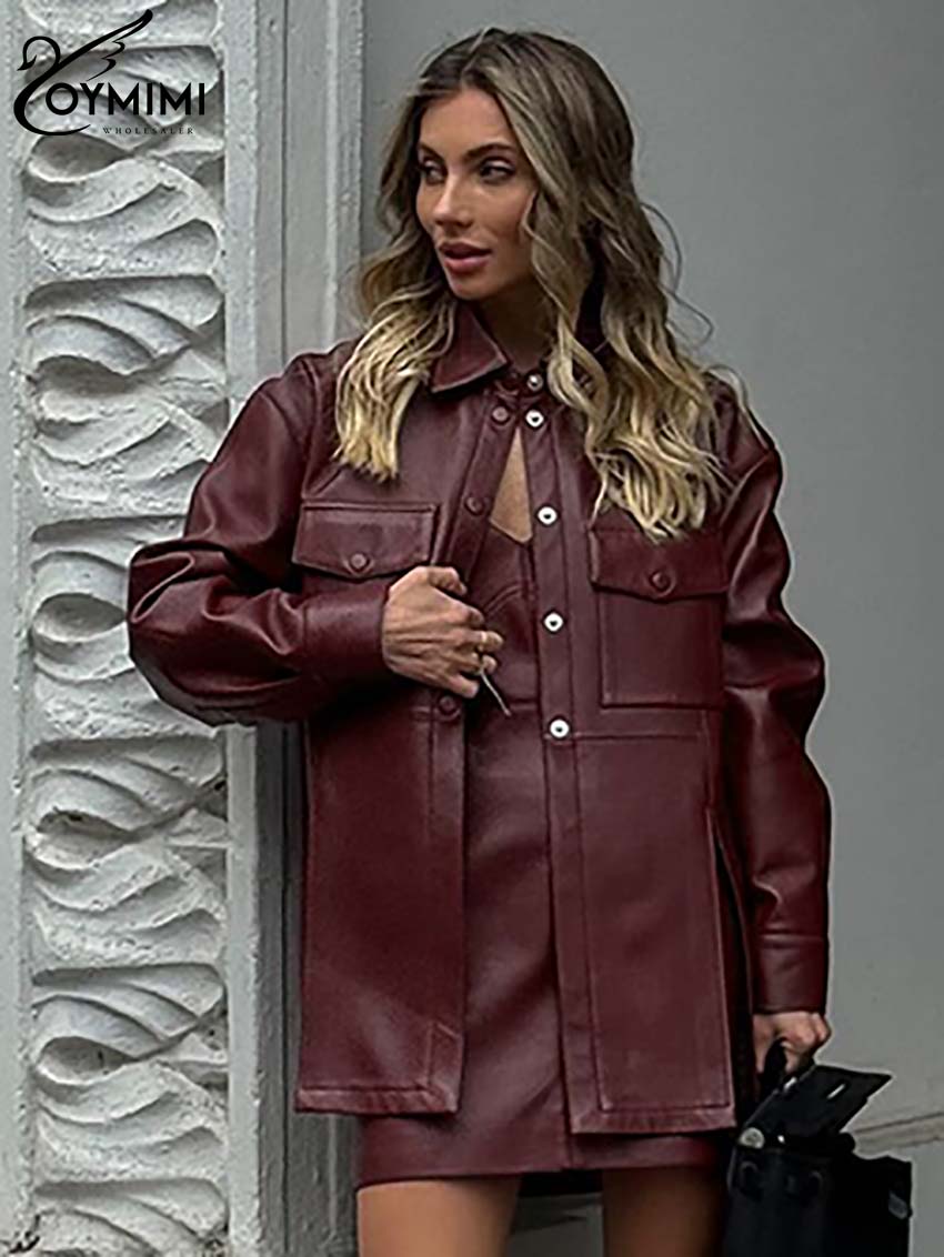 Oymimi ファッションワインレッド Pu レザー女性の  - Women'S Red Formal Wear のレビューと価格