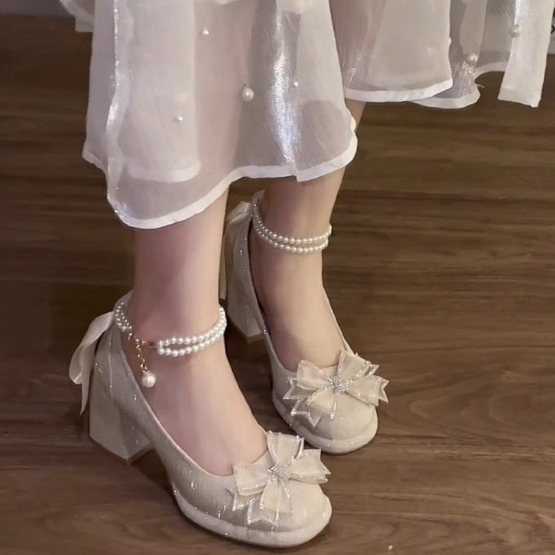 ブロックヒール レディース プラットフォーム フレンチボウ  - Pump Heel Block のレビューと価格