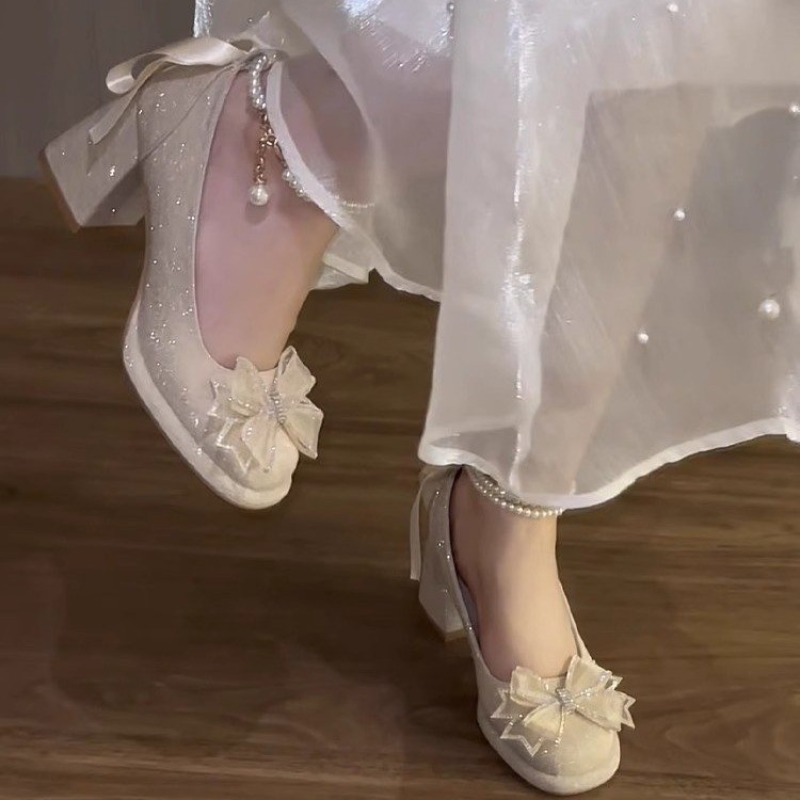 ブロックヒール レディース プラットフォーム フレンチボウ  - Pump Heel Block のレビューと価格