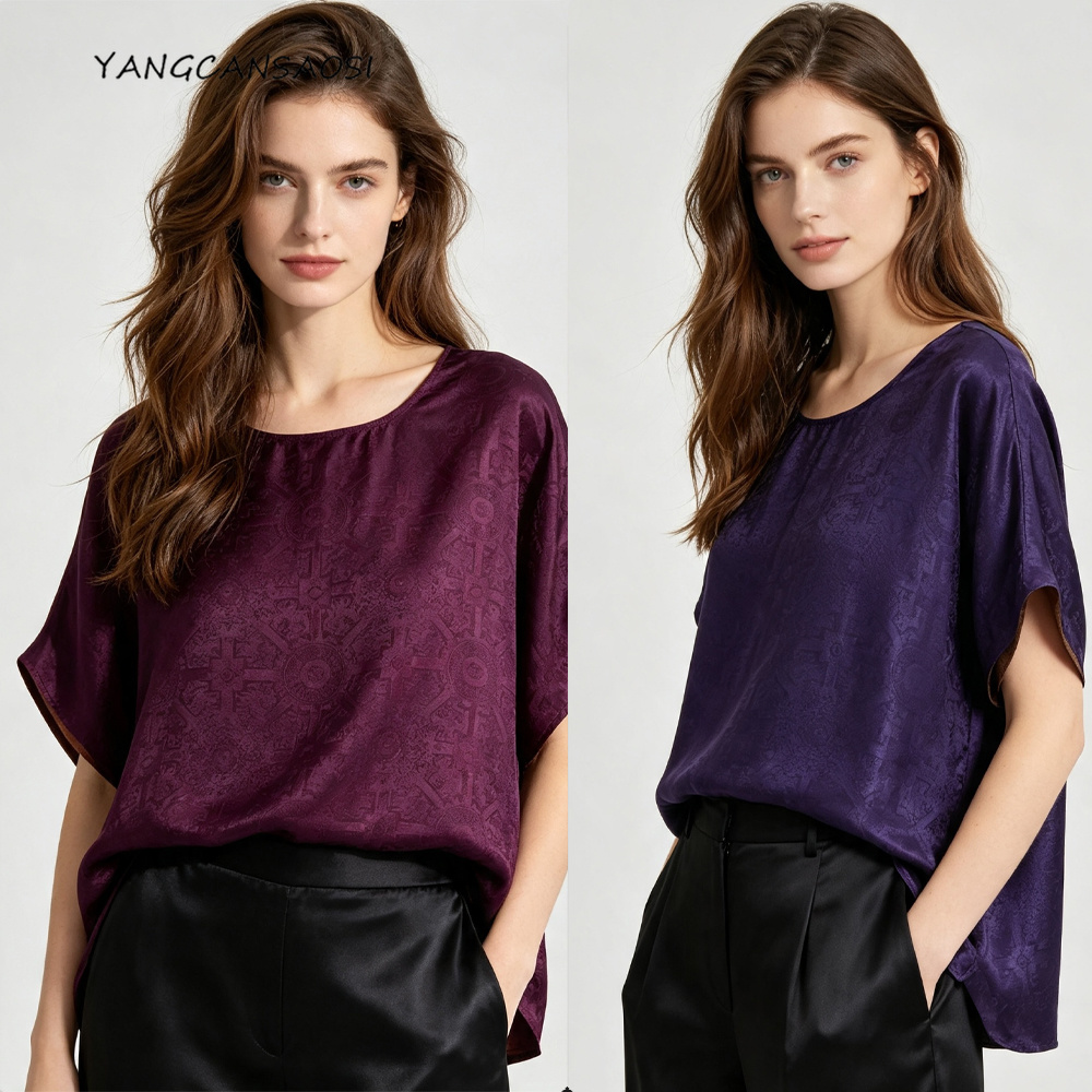 プラスサイズの女性のカジュアル夏新作 100% 天然桑絹 S - Silk Blouse のレビューと価格