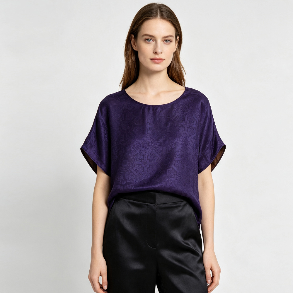 プラスサイズの女性のカジュアル夏新作 100% 天然桑絹 S - Silk Blouse のレビューと価格