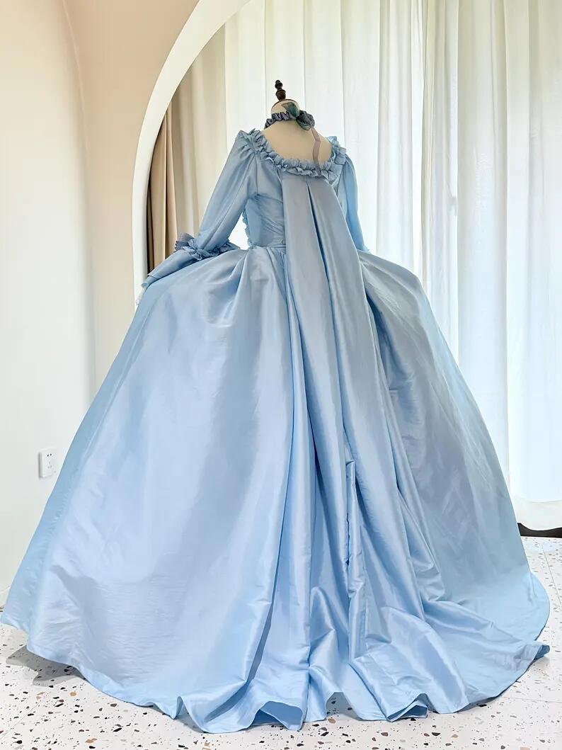 18世紀ロココブルーローブ・ア・ラ・フランセーズドレス マリ - Evening Gown のレビューと価格