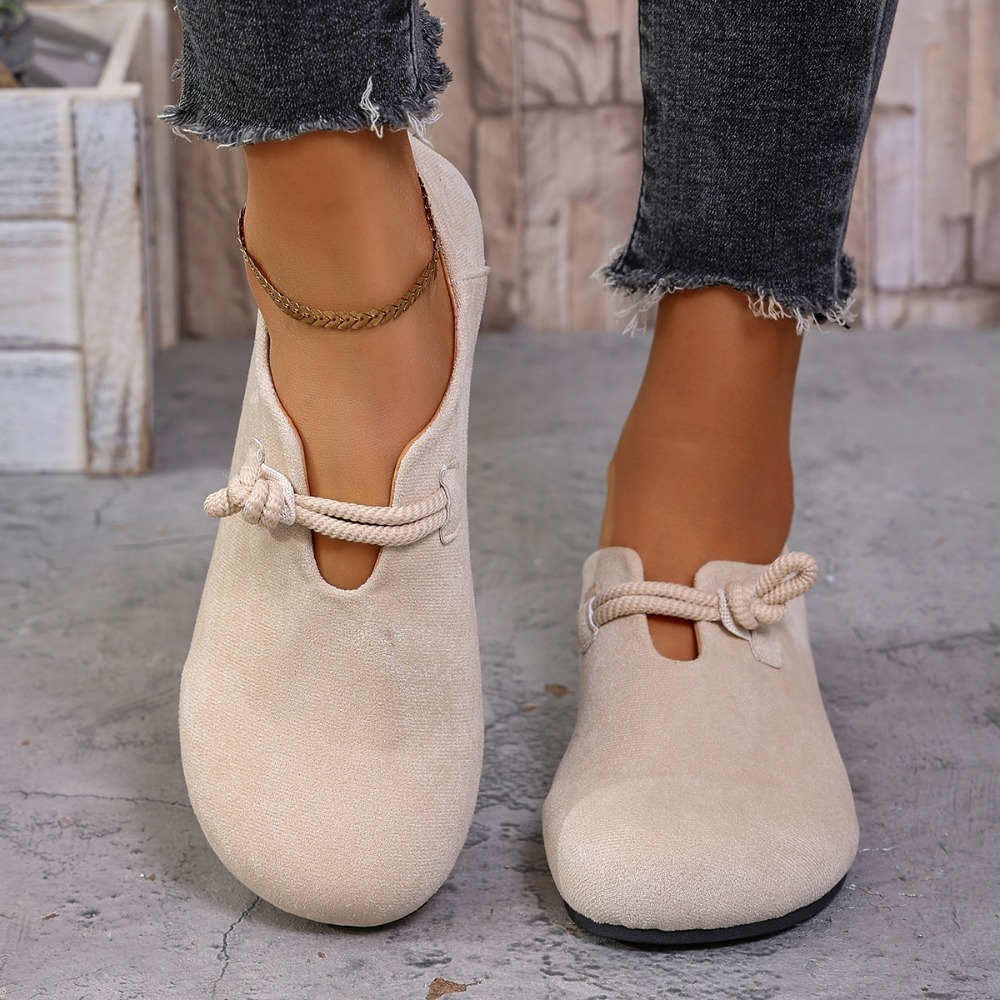 女性用、フラットなローファー、丸いつま先、結び紐のストラップ - Womens Heels のレビューと価格