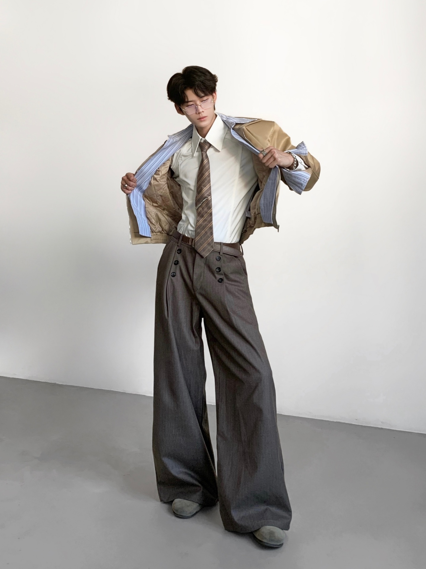エーステーラーズ メンズカジュアルストライプスーツパンツ ル - Tailored Trouser Wide のレビューと価格