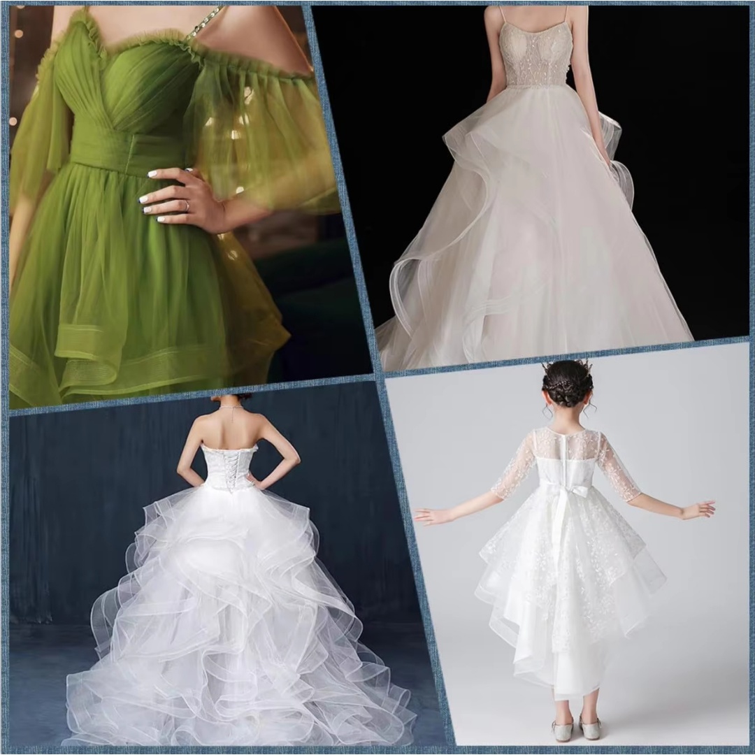 アソートカラーのストレッチ馬毛クリノリンブレードメッシュトリ - Wedding Dress のレビューと価格