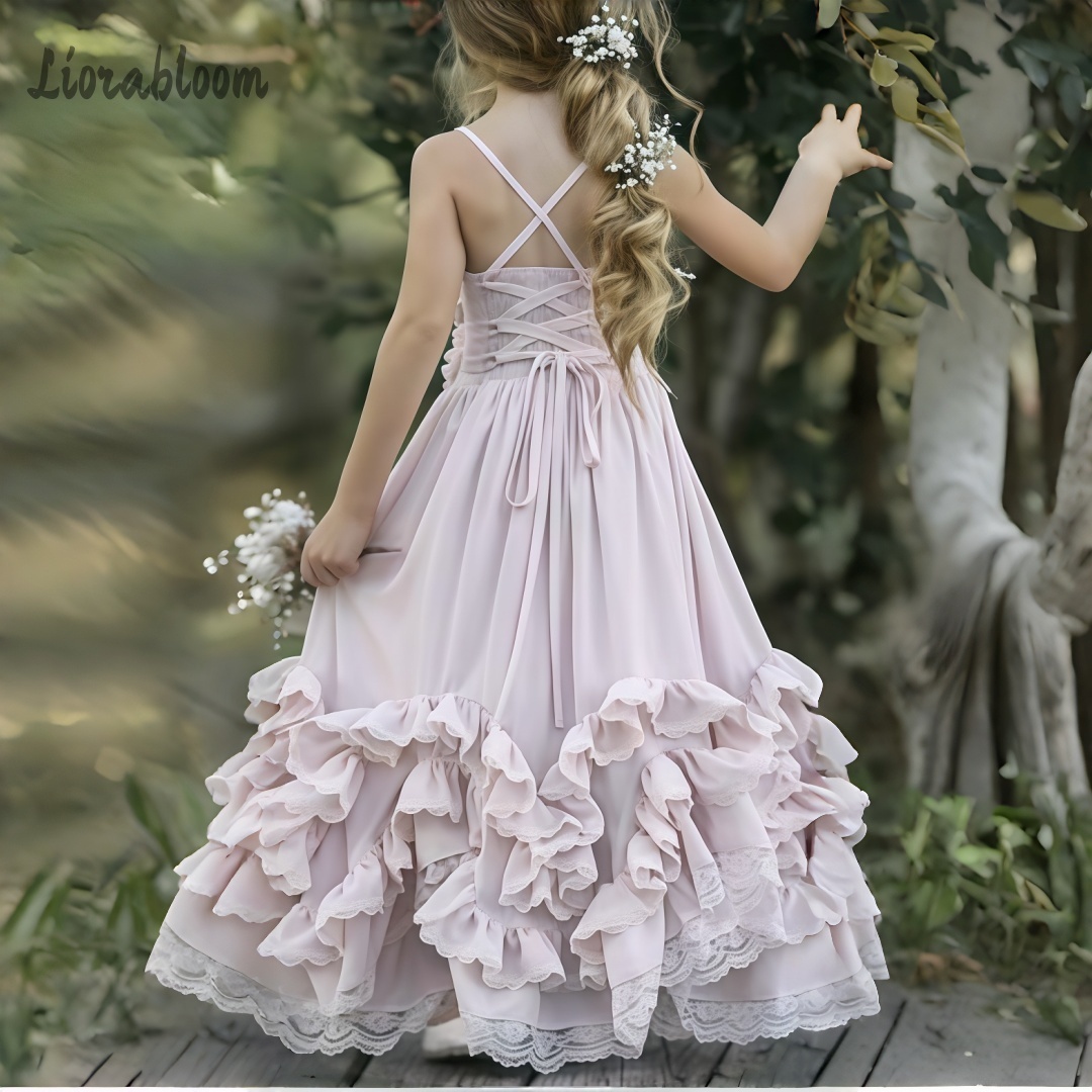 女の子用ホルターネックディープVネックドレスカスタムフラワー - Formal Skirt のレビューと価格