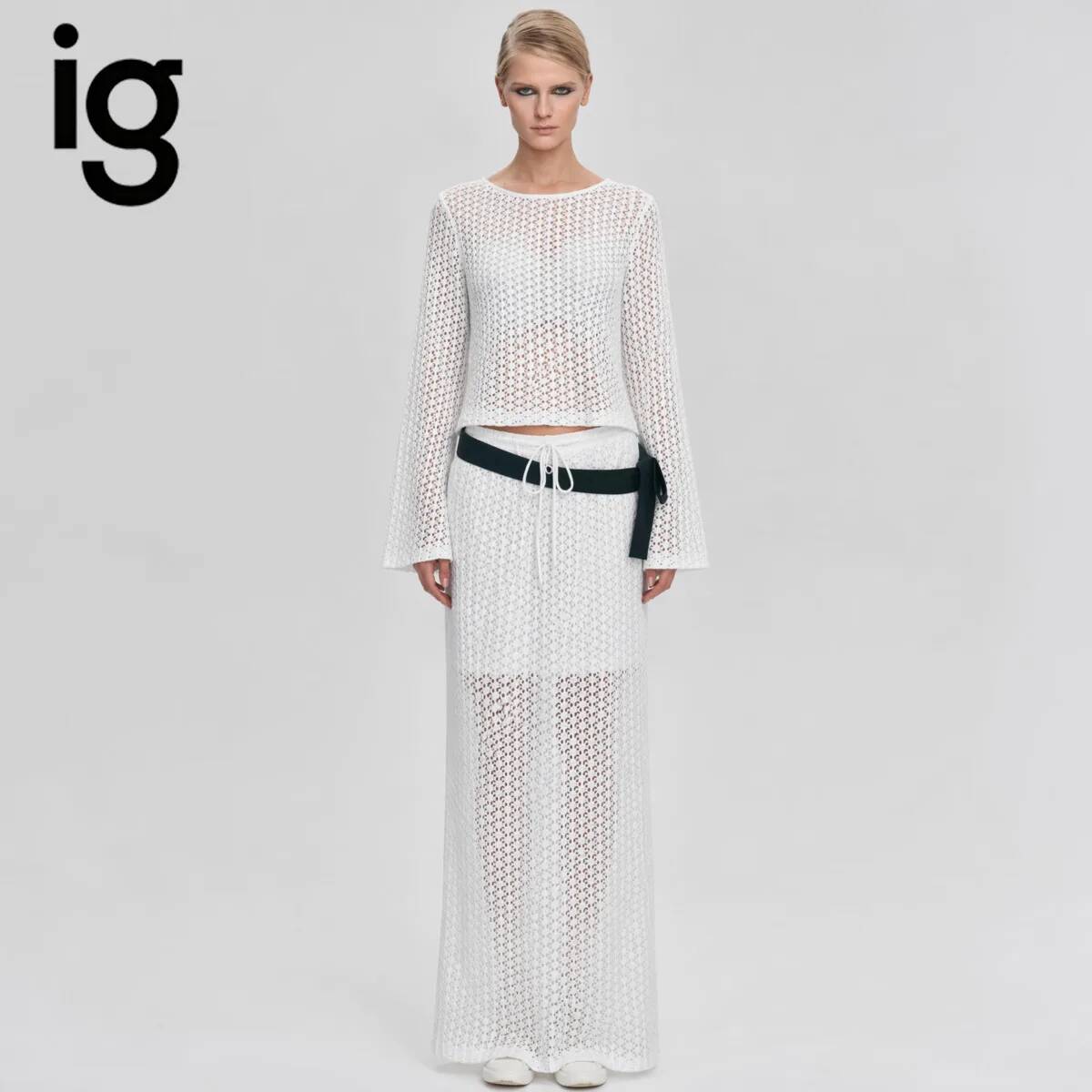IG 2026 レディース ホローアウトニット ツーピースセ - Formal Skirt のレビューと価格