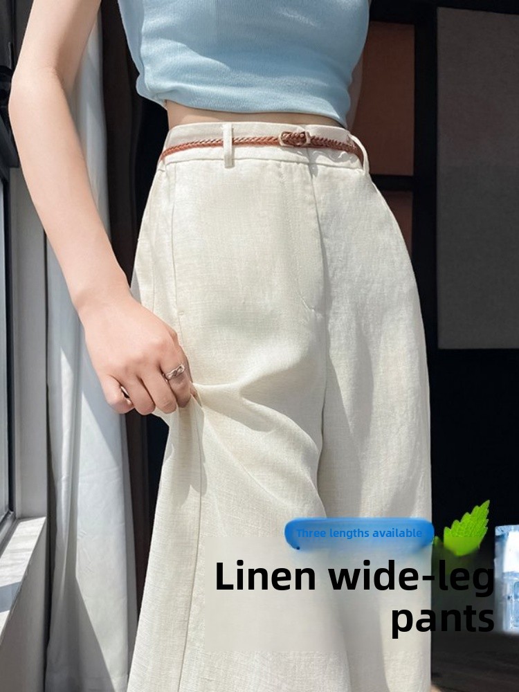 ハイウエストナローカットリネンコットンワイドレッグパンツ女性 - Tailored Trouser Wide のレビューと価格
