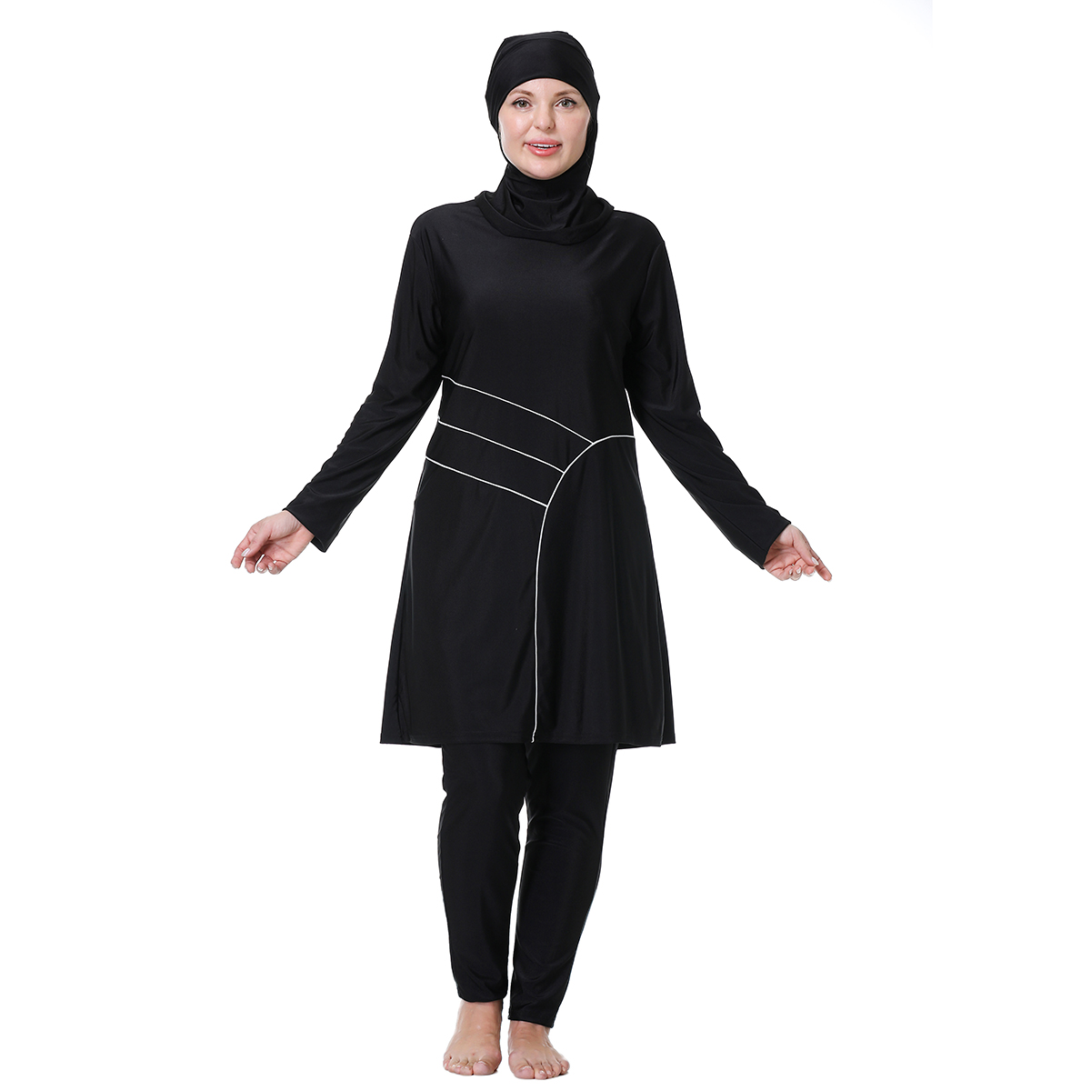 H1029 ムスリム女性用フルカバー長袖ブルキニ3ピースプラ - Womens Suit のレビューと価格
