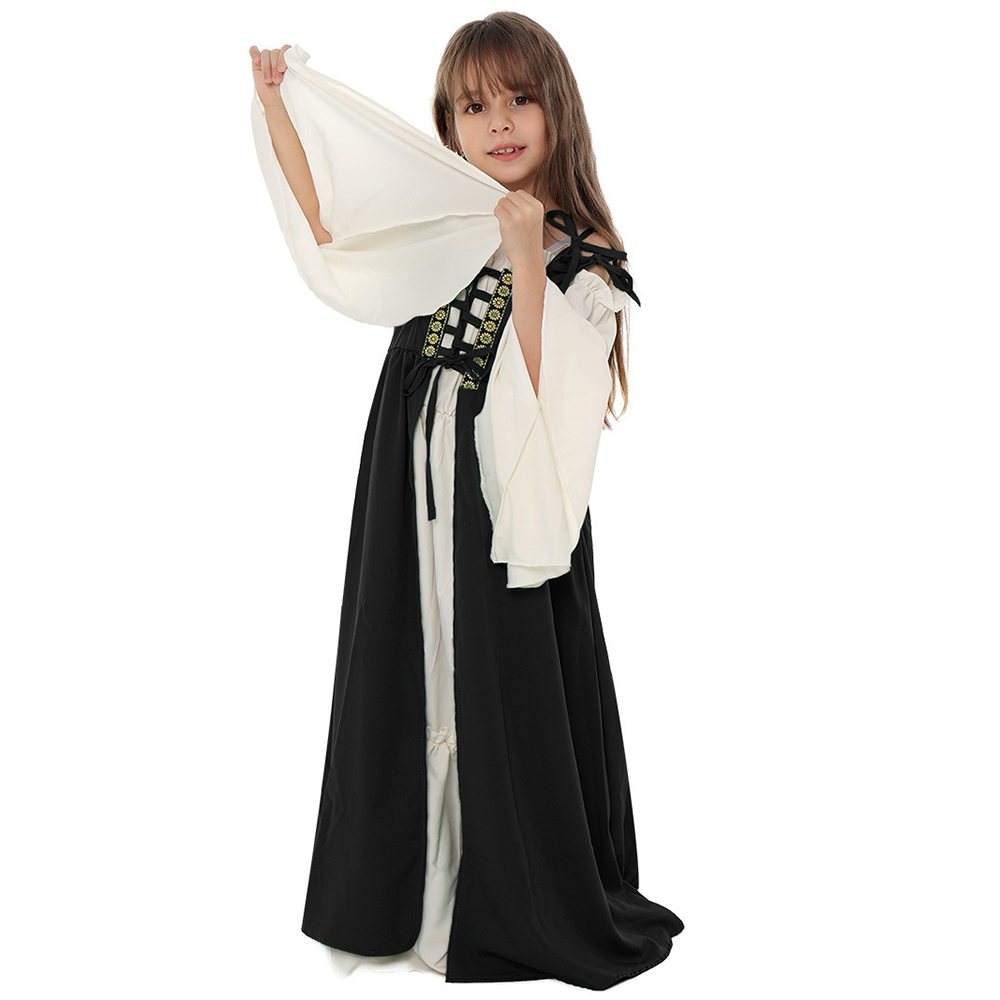 ハロウィーン、中世ルネサンス風ドレス、女の子用、スクエアネッ - Lace Dress のレビューと価格