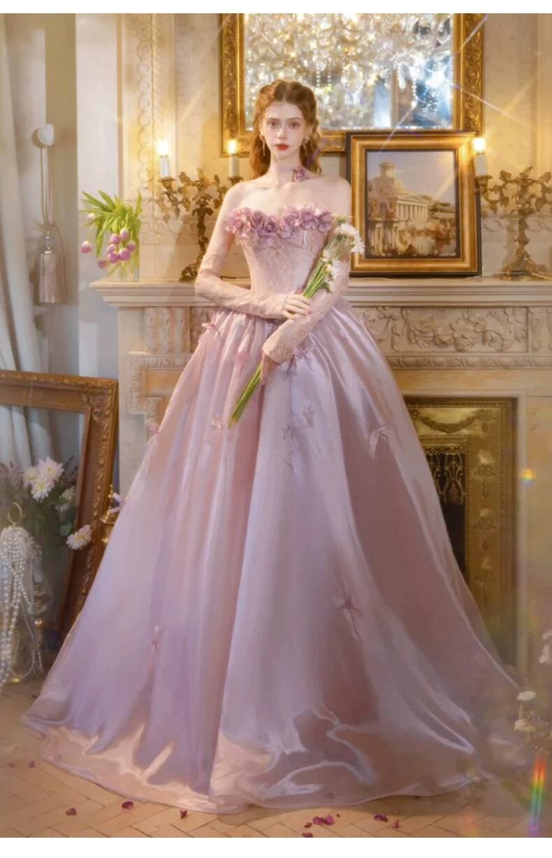 ヴィンテージダスティピンクプリンセスボールガウンストラップレ - Formal Dress のレビューと価格