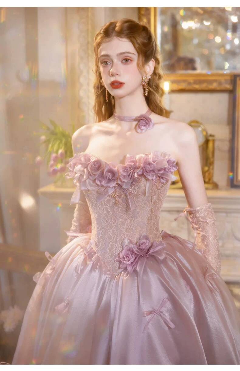 ヴィンテージダスティピンクプリンセスボールガウンストラップレ - Formal Dress のレビューと価格