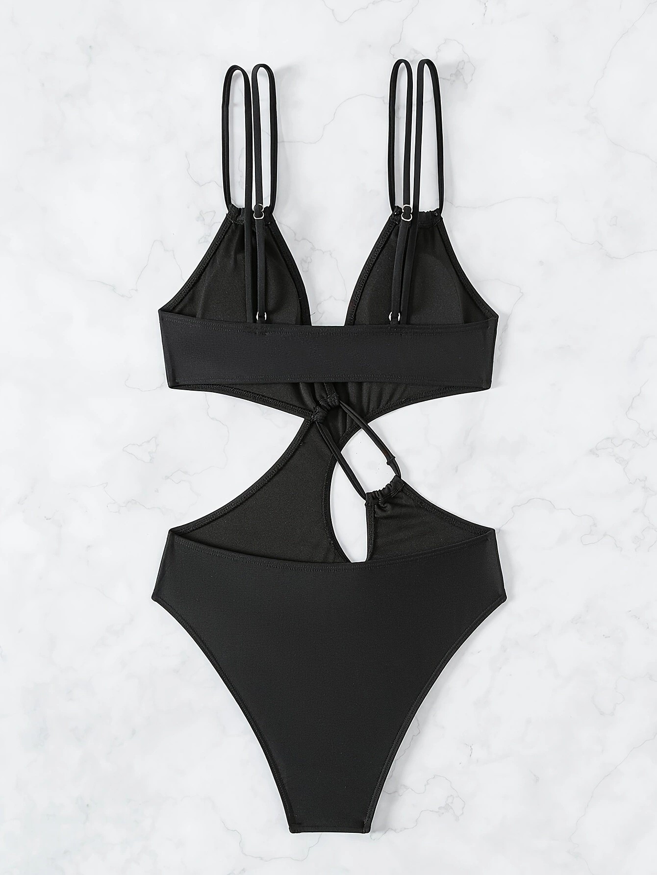 女性タンキニ水着ブラックモノキニディープ V ネック中空バッ - Womens Suit のレビューと価格