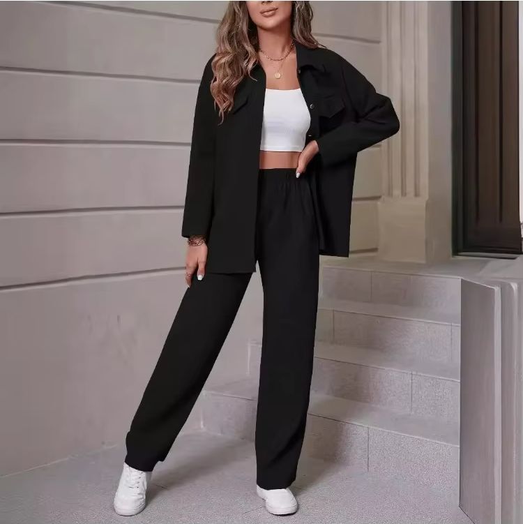 春と秋の新作ツーピースセット トレンドのワッフルラペルカーデ - Womens Blazer のレビューと価格