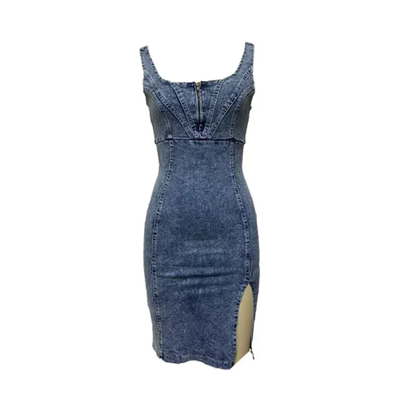 ヴィンテージスリムフィットデニムラップヒップドレス レディー - Midi Dress のレビューと価格