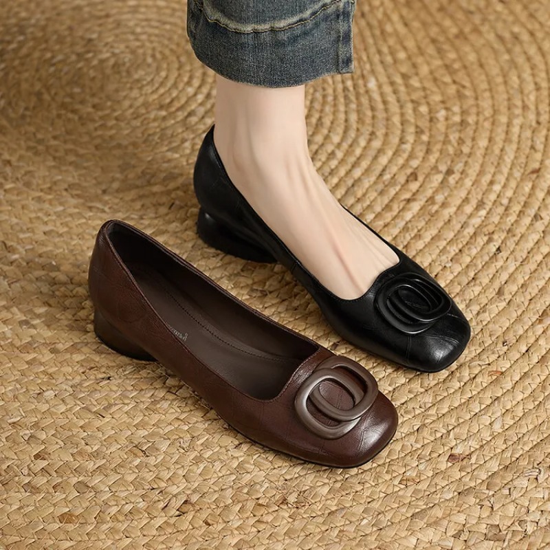 フランス風レディースシューズ パンプス レザーシューズ スク - Womens Heels のレビューと価格