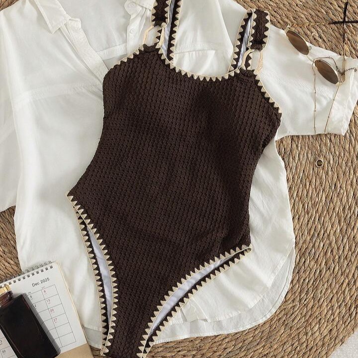 女性水着水着ノースリーブソリッドカラーハイウエスト V ネッ - Womens Suit のレビューと価格