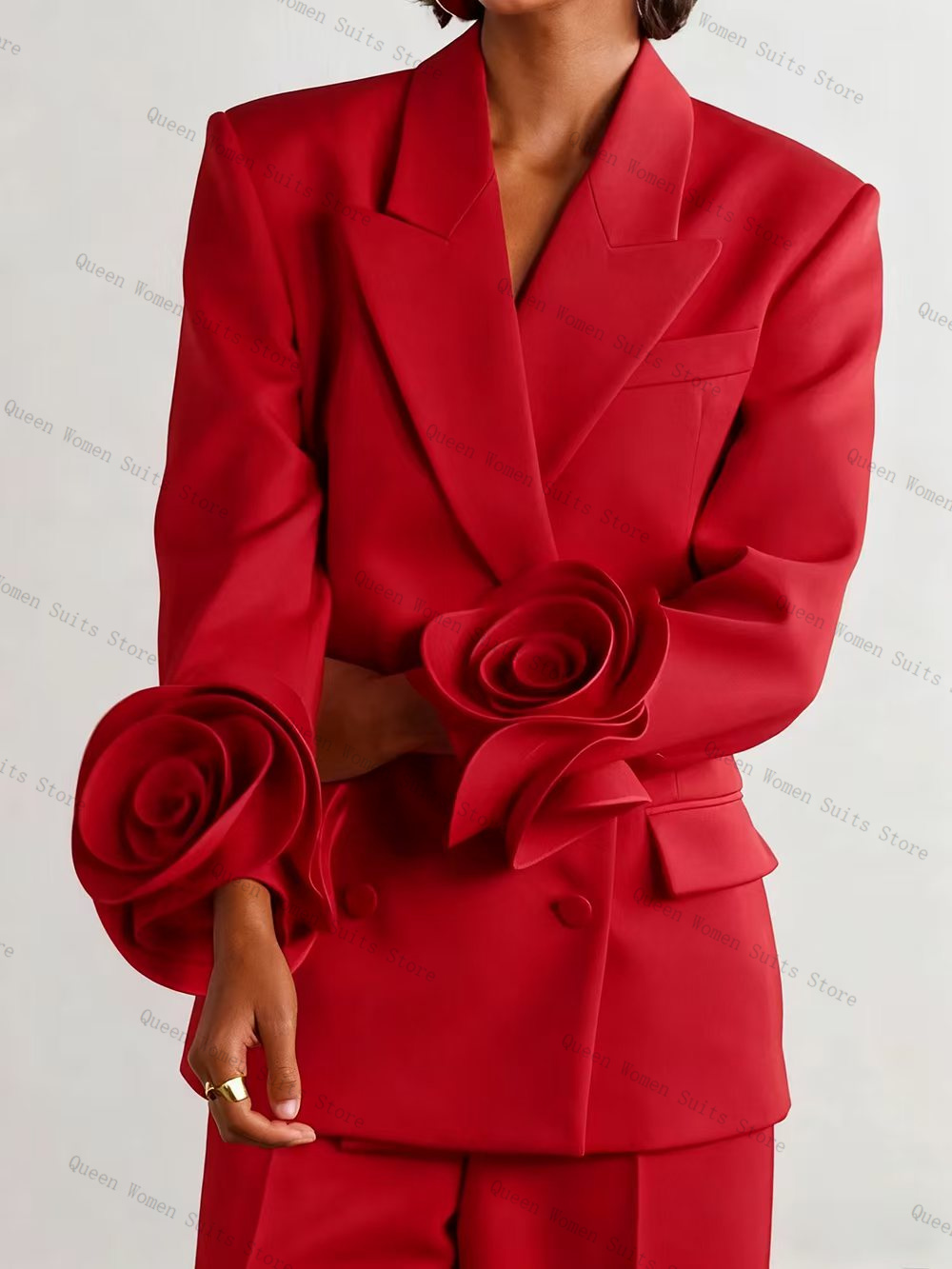 高級レッド女性スーツセット 2 個ブレザー + パンツズボン - Women'S Red Formal Wear のレビューと価格