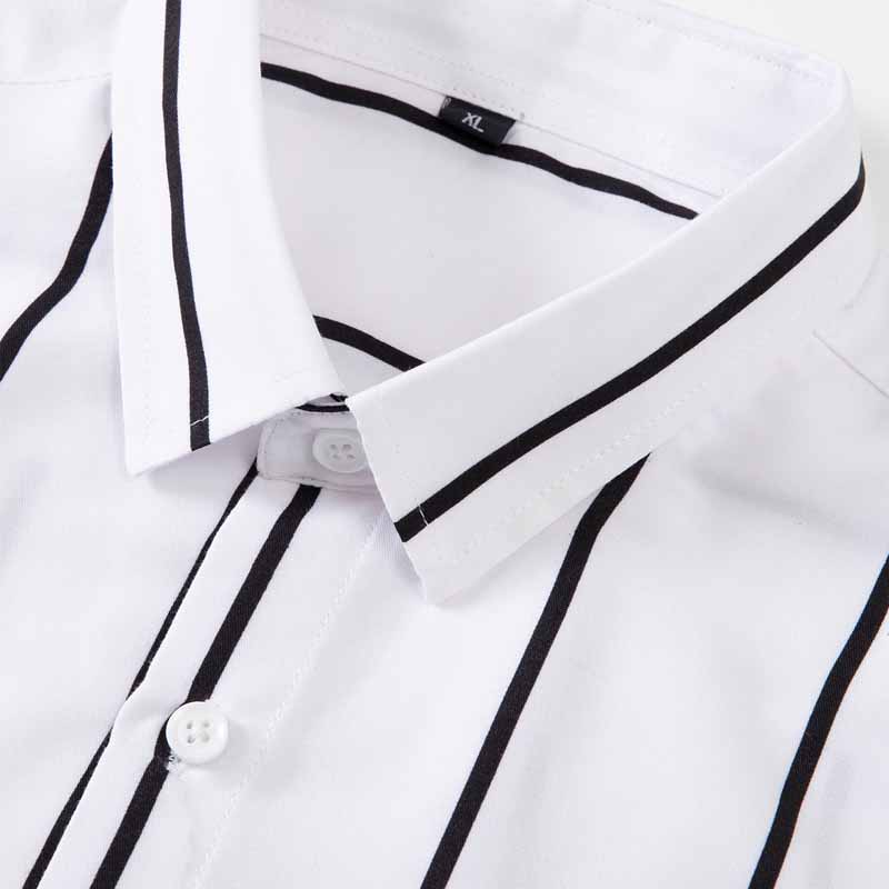 メンズストライプドレスシャツ長袖スリムフィットフォーマルビジ - Formal Dress のレビューと価格