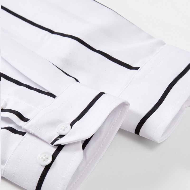 メンズストライプドレスシャツ長袖スリムフィットフォーマルビジ - Formal Dress のレビューと価格
