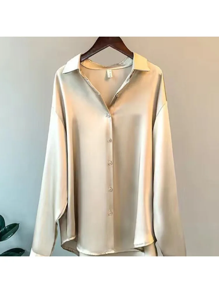 プラスサイズカジュアル女性シルクシャツ 2025 新ファッシ - Silk Blouse のレビューと価格