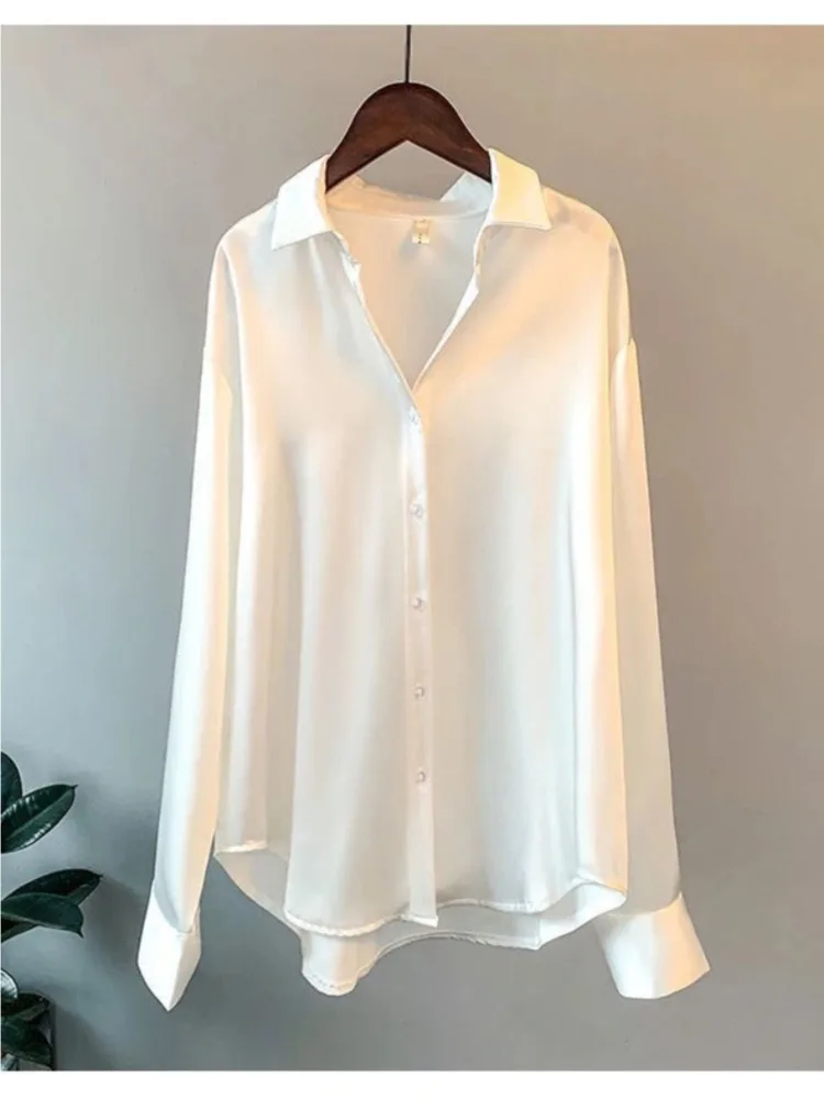 プラスサイズカジュアル女性シルクシャツ 2025 新ファッシ - Silk Blouse のレビューと価格