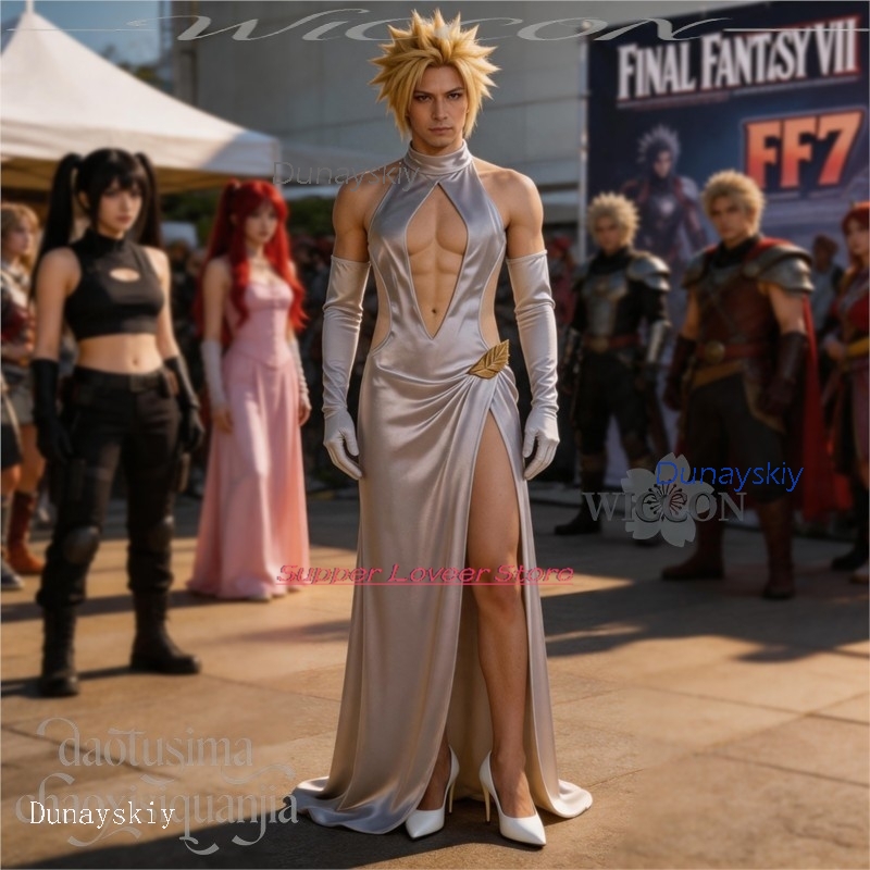 アニメコスプレハロウィン衣装ゲーム FF7 コスプレクラウド - Evening Gown のレビューと価格