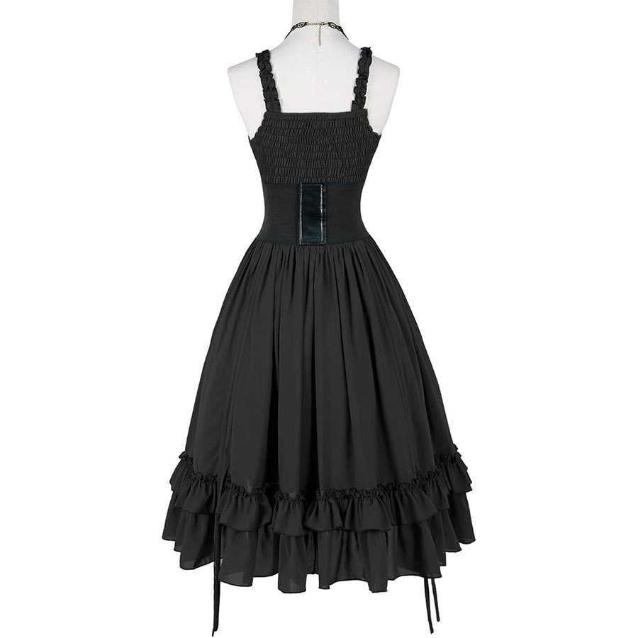 女性ゴシックドレスコルセットスリップブラックパンクロリータ不 - Midi Dress のレビューと価格