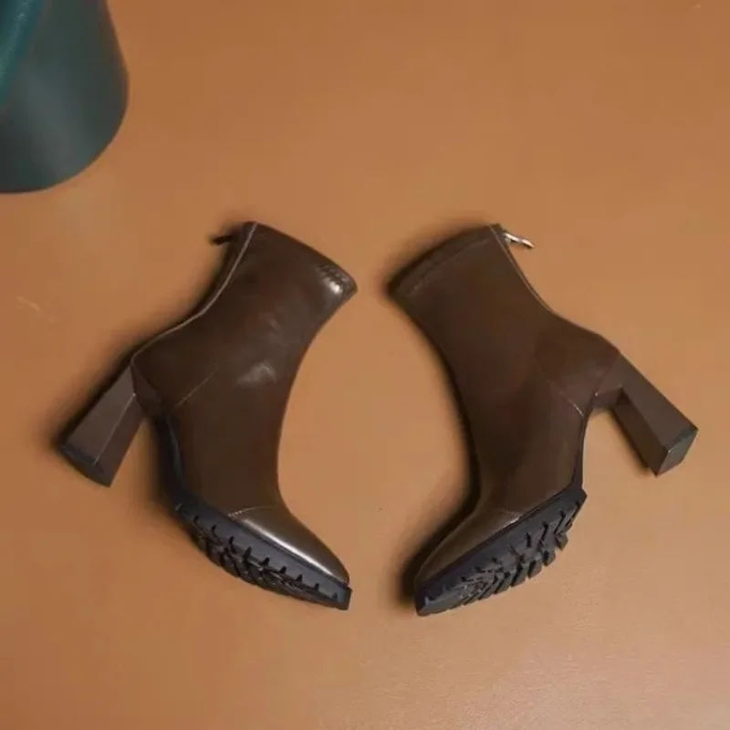 ポインテッドトゥ フレンチ タイトブーツ ストレッチブーツ  - Pump Heel Block のレビューと価格