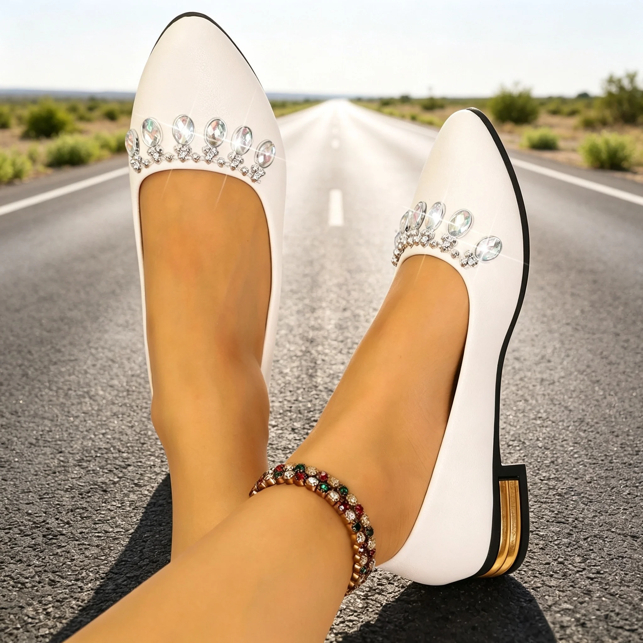 レディースフラットシューズ ポインテッドトゥ バレエシューズ - Womens Heels のレビューと価格