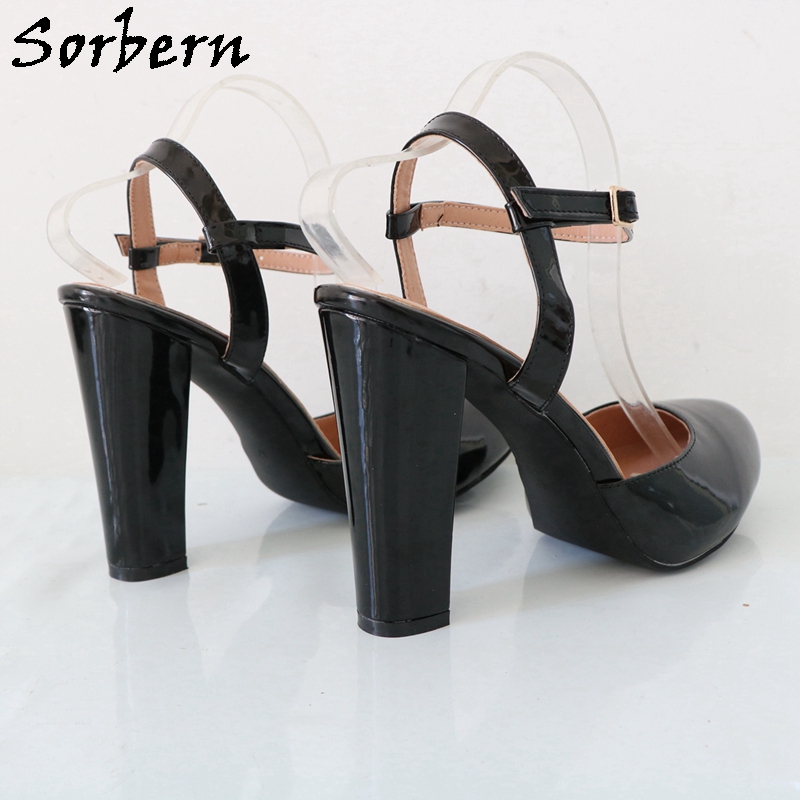 Sorbern-女性用アンクルストラップシューズ,光沢のある - Pump Heel Block のレビューと価格